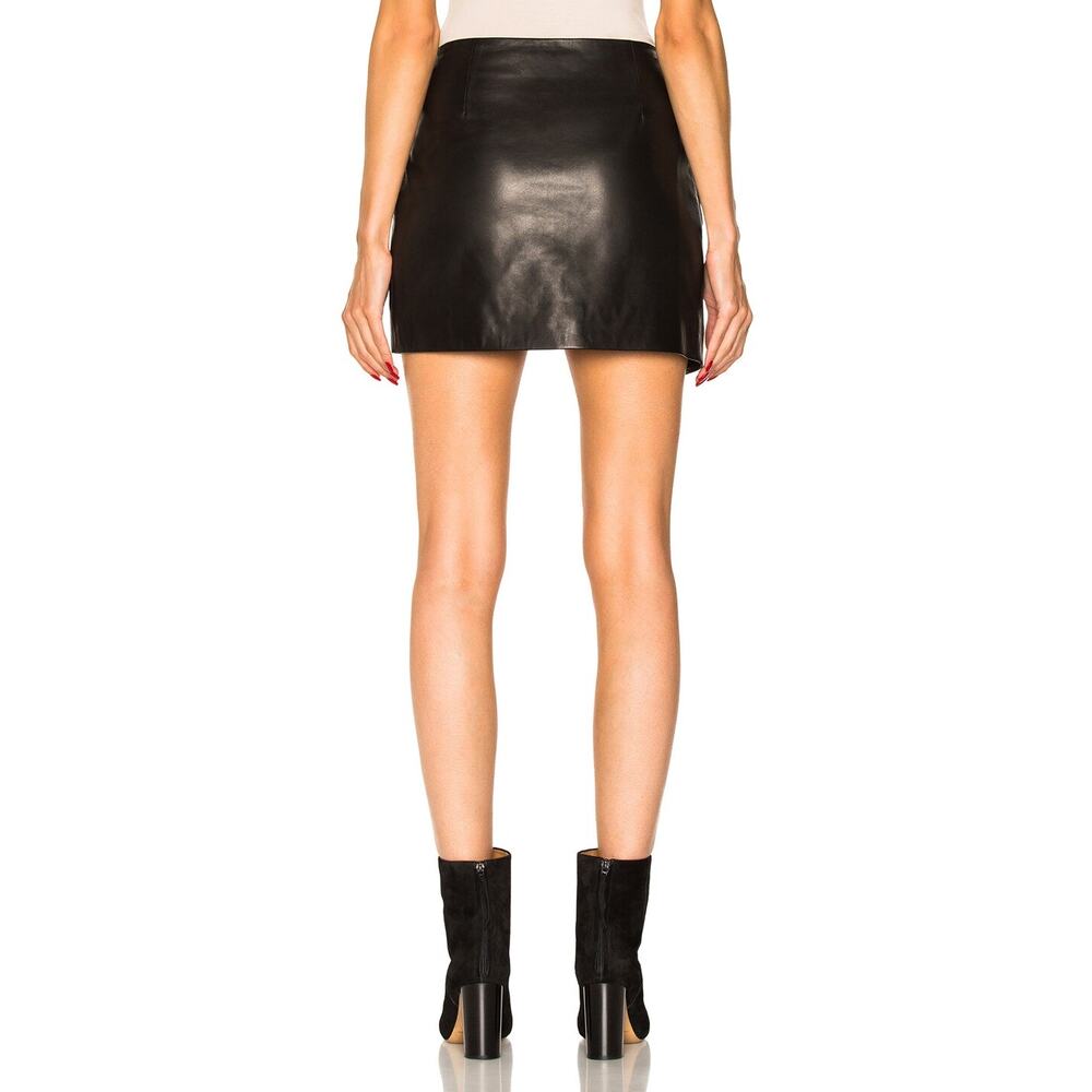 IRO Mupper Black Lamb Leather Studded Belted Moto Biker Mini Skirt L - Picture 3 of 13